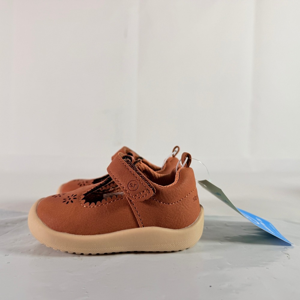 Stride Rite 360 Cheyenne Baby Girls Shoes T-Strap Mary Jane Cognac Brown Size 3M